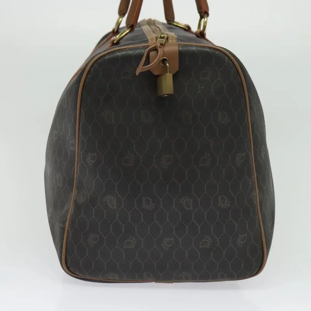 DIOR Honeycomb Canvas Boston Bag Pvc Black Gold